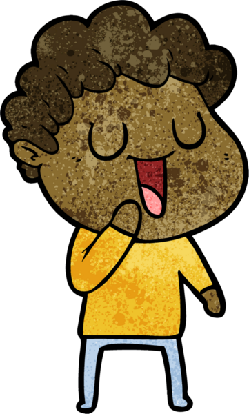 Bir insan tarafından çizilmiş gülen karikatür adam.