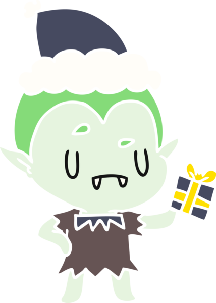 Bir insan tarafından çizilmiş kawaii vampirinin Noel karikatürü.