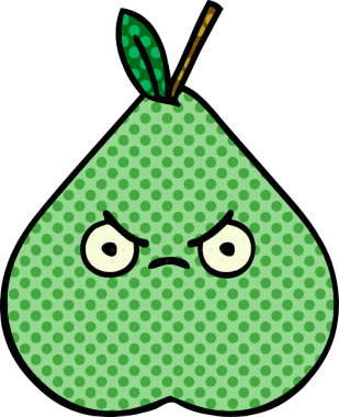 bir insan tarafından çizilmiş yeşil bir armut çizgi romanı