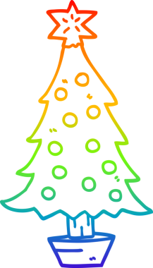 gökkuşağı gradyan çizgisi bir insan tarafından çizilmiş bir karikatür noel ağacı