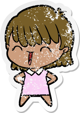 Bir insan tarafından çizilmiş karikatür bir kadının sıkıntılı çıkartması.