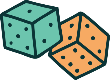 Bir insan tarafından çizilmiş şanslı zarların ikonik dövme şekli