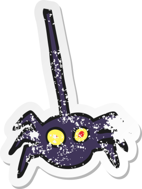 Bir insan tarafından çizilen cadılar bayramı örümceğinin gerilmiş çıkartması.