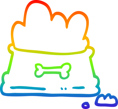 gökkuşağı gradyan çizgi çizimi bir insan tarafından çizilmiş köpek maması kasesi