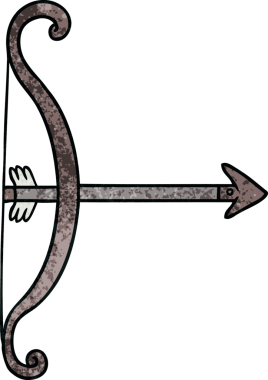 Bir insan tarafından çizilmiş bir yay ve okun el çizimi karikatürü.