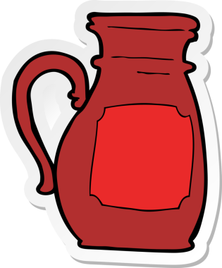 Bir insan tarafından çizilmiş karikatür sürahisinin çıkartması.