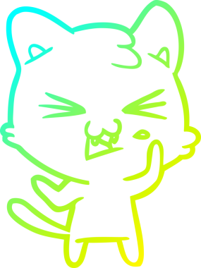 Bir insan tarafından çizilen çizgi film kedisinin soğuk gradyan çizgisi.