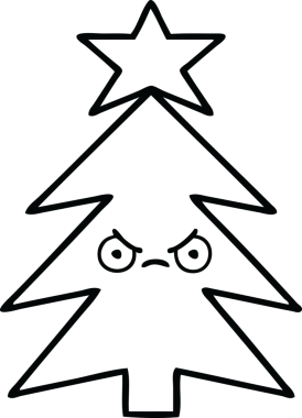 Bir insan tarafından çizilmiş bir noel ağacının çizgi çizimi