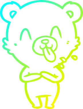 Bir insan tarafından çizilmiş kaba bir çizgi film ayısının soğuk gradyan çizimi