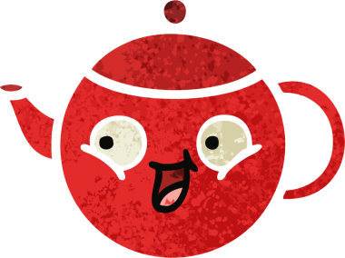 Bir insan tarafından çizilmiş bir çaydanlığın retro çizim tarzı karikatürü