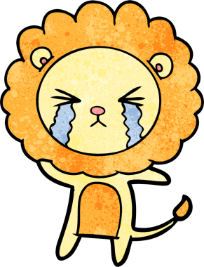 Bir insan tarafından çizilmiş ağlayan bir aslan.