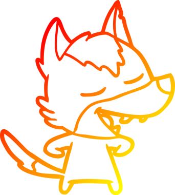 Bir insan tarafından çizilmiş gülen bir kurt çizgi çizimi.