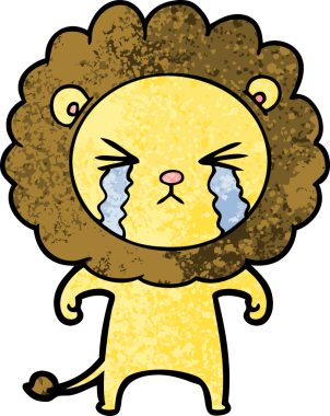 Bir insan tarafından çizilmiş ağlayan bir aslan.