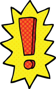 bir insan tarafından çizilmiş çizgi roman tarzı ünlem işareti