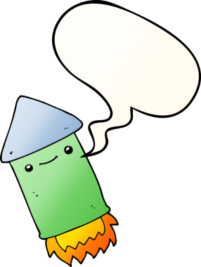 bir insan tarafından çizilmiş yumuşak eğimli konuşma baloncuğu ile çizgi film havai fişekleri