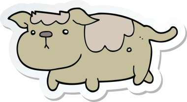 Bir insan tarafından çizilmiş bir köpeğin çıkartması.