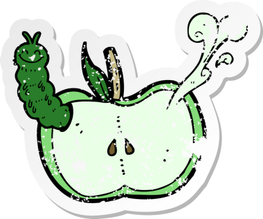 Bir insan tarafından çizilmiş bir elma karikatürünün gerilimli yapıştırması.