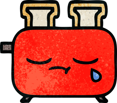 Bir insan tarafından çizilmiş bir tost makinesinin retro grunge doku karikatürü