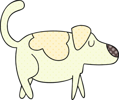 Bir insan tarafından çizilmiş çizgi roman tarzı tuhaf bir köpek.