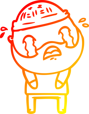 Bir insan tarafından çizilmiş ağlayan sakallı bir adamın sıcak çizgi çizimi.