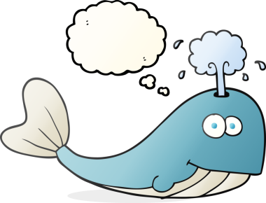 Serbest çizim düşünce baloncuğu bir insan tarafından çizilmiş su püskürten balina.