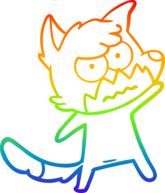 Gökkuşağı gradyan çizgi çizimi bir insan tarafından çizilmiş bir tilki