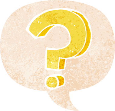 bir insan tarafından çizilmiş grunge sıkıntılı retro biçimli konuşma baloncuğu ile çizgi film soru işareti