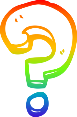 gökkuşağı gradyan çizgi çizimi bir insan tarafından çizilmiş soru işareti