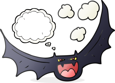 Bir insan tarafından çizilmiş serbest çizim balon karikatür cadılar bayramı yarasası