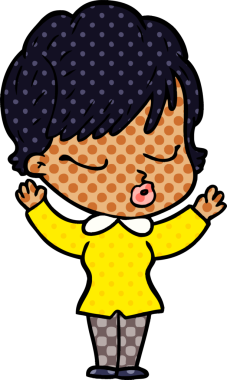 Bir insan tarafından çizilmiş gözleri kapalı çizgi film kadını.