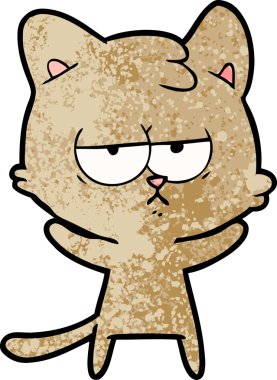 Bir insan tarafından çizilmiş sıkıcı çizgi film kedisi.