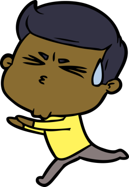 Bir insan tarafından çizilmiş terleyen çizgi film adamı.