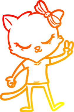 Bir insan tarafından çizilmiş sevimli bir çizgi film kedisinin sıcak çizgi çizimi