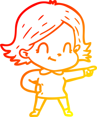 Bir insan tarafından çizilmiş, karikatür dostu bir kız çizimi.