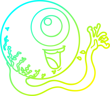 Bir insan tarafından çizilmiş bir çizgi film gözbebeğinin soğuk gradyan çizimi