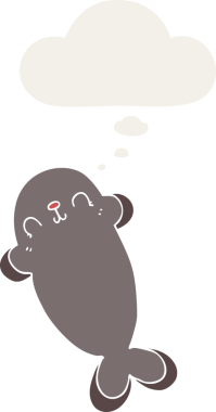 Düşünce baloncuğu olan karikatür mührü insan tarafından çizilmiş.