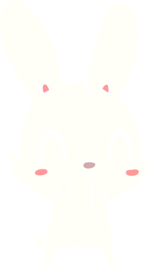 Bir insan tarafından çizilmiş düz renk çizgi film tavşanı.