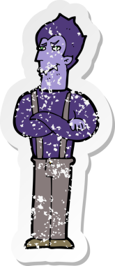 Bir insan tarafından çizilmiş bir vampir çizgi filminin gerilimli yapıştırması.