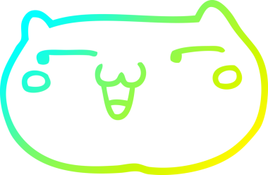 Bir insan tarafından çizilmiş kedi suratının soğuk gradyan çizgisi