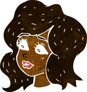 Bir insan tarafından çizilmiş bir karikatür kadını.