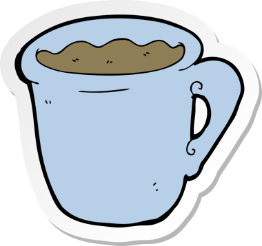 Bir insan tarafından çizilmiş bir kahve fincanının çıkartması.