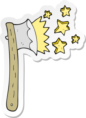 Bir insan tarafından çizilmiş keskin baltanın çıkartması.