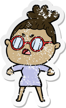 Bir insan tarafından çizilmiş bir karikatürün sıkıntılı çıkartması.