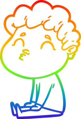 Gökkuşağı gradyan çizgi çizimi bir insan tarafından çizilen bir çizgi film adamı