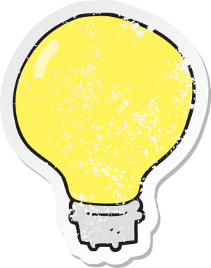 Bir insan tarafından çizilmiş bir karikatür ampulünün gerilimli yapıştırması.