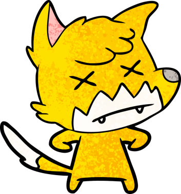 Ölü tilki çizgi film karakteri bir insan tarafından çizilmiş.