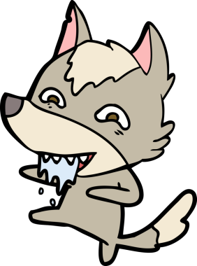 Bir insan tarafından çizilmiş aç kurt çizgi filmi.