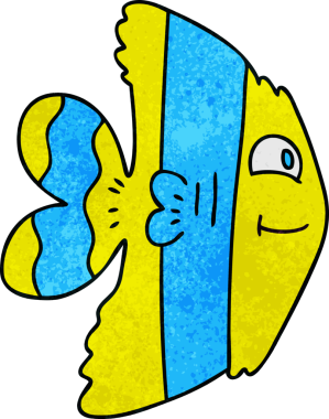 Bir insan tarafından çizilmiş garip bir karikatür balığı.