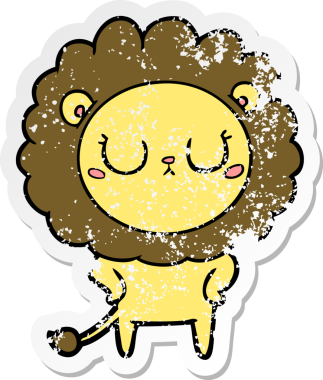 Bir insan tarafından çizilmiş karikatür aslanının sıkıntılı çıkartması.