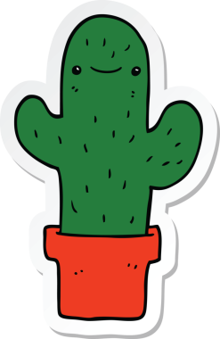 Bir insan tarafından çizilmiş bir kaktüsün çıkartması.